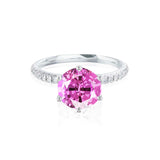 LILLIE LUXE - Chatham® Round Pink Sapphire Solitaire Engagement Ring 950 Platinum