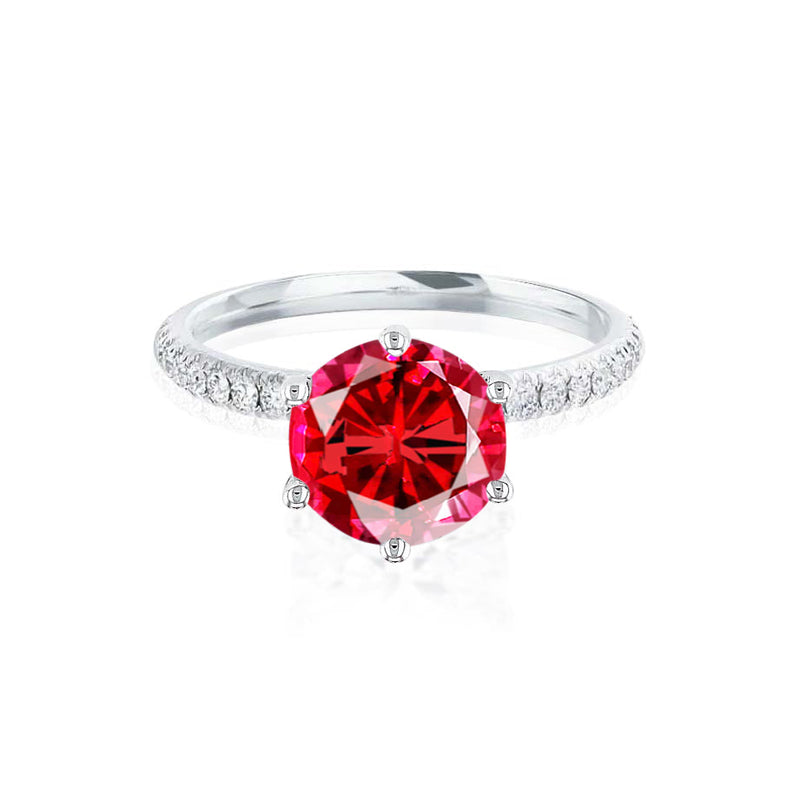 LILLIE LUXE - Chatham® Round Ruby Solitaire Engagement Ring 950 Platinum