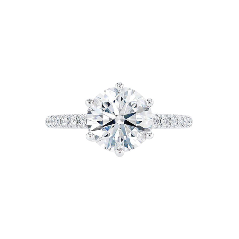 LILLIE LUXE - Round Natural Diamond 950 Platinum Shoulder Set Ring Engagement Ring Lily Arkwright