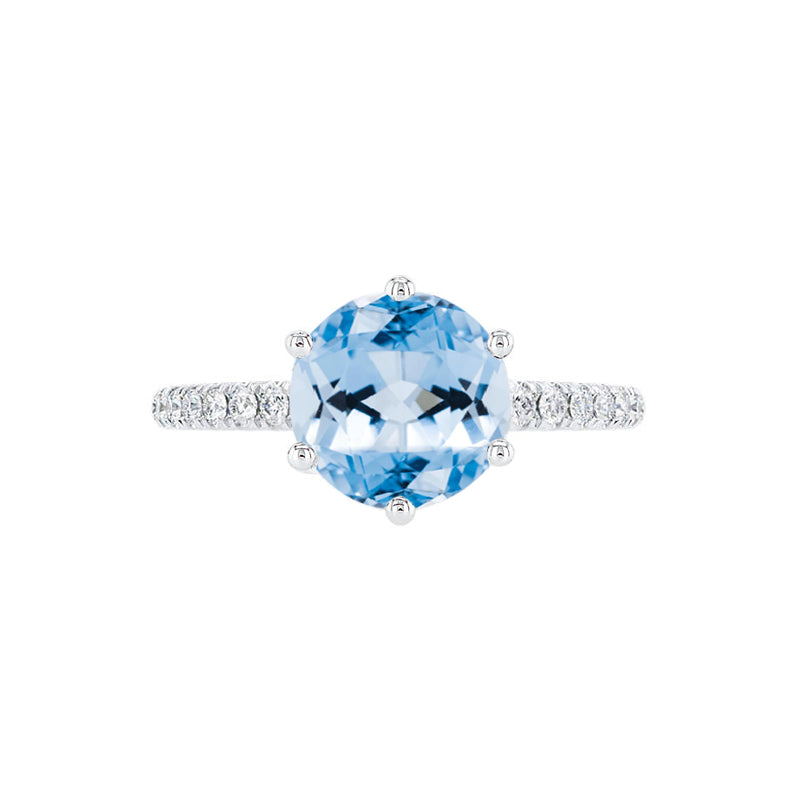 LILLIE LUXE - Chatham® Round Aqua Spinel Solitaire Engagement Ring 950 Platinum