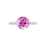 LILLIE LUXE - Chatham® Round Pink Sapphire Solitaire Engagement Ring 950 Platinum