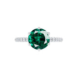 LILLIE LUXE - Chatham® Round Emerald Solitaire Engagement Ring 18k White Gold