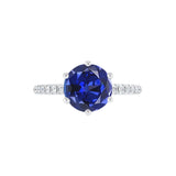 LILLIE LUXE - Chatham® Round Blue Sapphire Solitaire Engagement Ring 950 Platinum