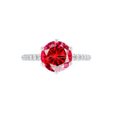 LILLIE LUXE - Chatham® Round Ruby Solitaire Engagement Ring 950 Platinum