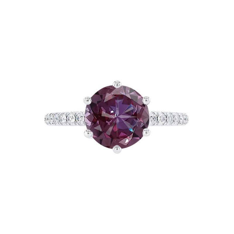 LILLIE LUXE - Chatham® Round Alexandrite Solitaire Engagement Ring 950 Platinum