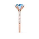 LILLIE LUXE - Chatham® Round Aqua Spinel Solitaire Engagement Ring 18k Rose Gold
