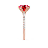 LILLIE LUXE - Chatham® Round Ruby Solitaire Engagement Ring 18k Rose Gold