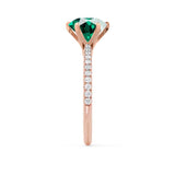 LILLIE LUXE - Chatham® Round Emerald Solitaire Engagement Ring 18k Rose Gold