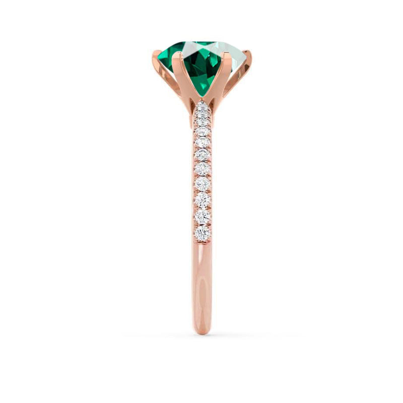 LILLIE LUXE - Chatham® Round Emerald Solitaire Engagement Ring 18k Rose Gold