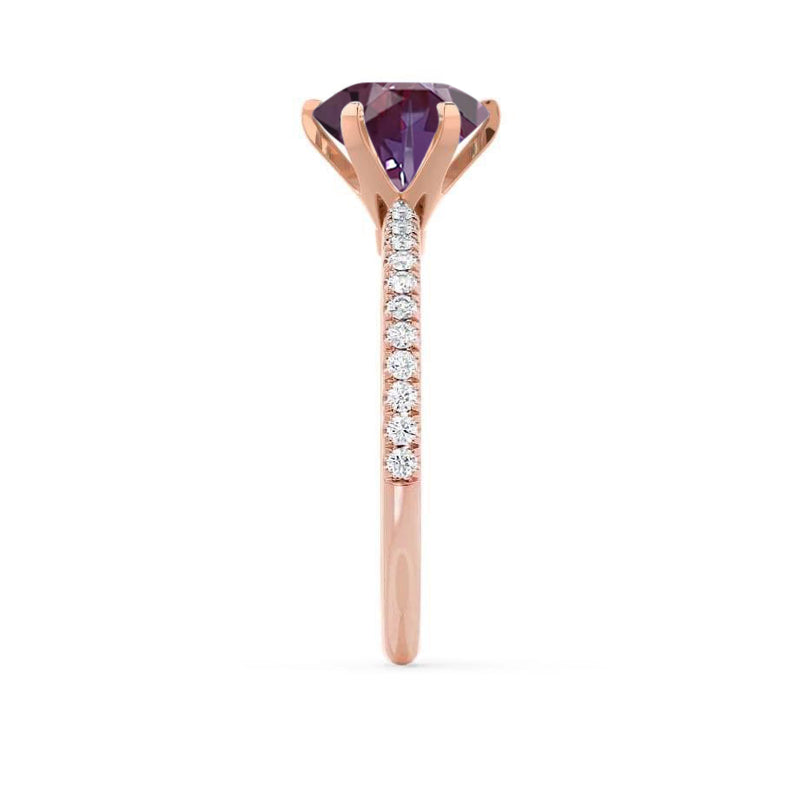 LILLIE LUXE - Chatham® Round Alexandrite Solitaire Engagement Ring 18k Rose Gold