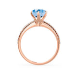 LILLIE LUXE - Chatham® Round Aqua Spinel Solitaire Engagement Ring 18k Rose Gold