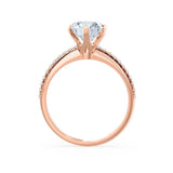 LILLIE LUXE - Round Natural Diamond 18k Rose Gold Shoulder Set Ring Engagement Ring Lily Arkwright