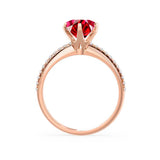 LILLIE LUXE - Chatham® Round Ruby Solitaire Engagement Ring 18k Rose Gold