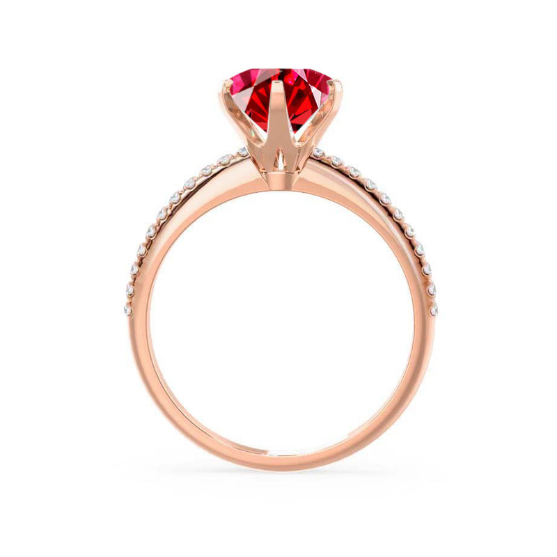 LILLIE LUXE - Chatham® Round Ruby Solitaire Engagement Ring 18k Rose Gold