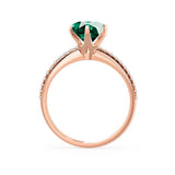 LILLIE LUXE - Chatham® Round Emerald Solitaire Engagement Ring 18k Rose Gold