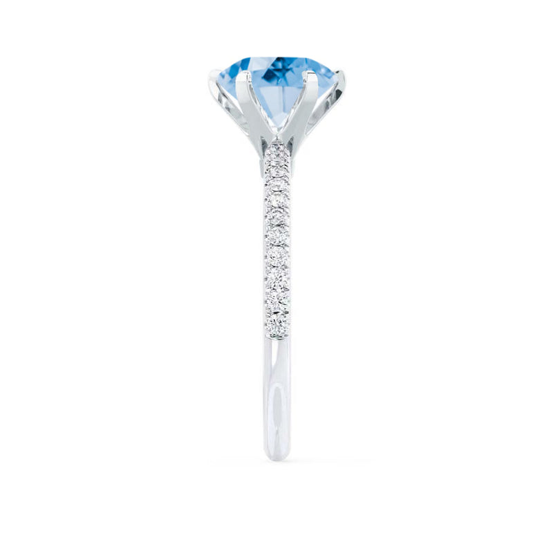 LILLIE LUXE - Chatham® Round Aqua Spinel Solitaire Engagement Ring 950 Platinum