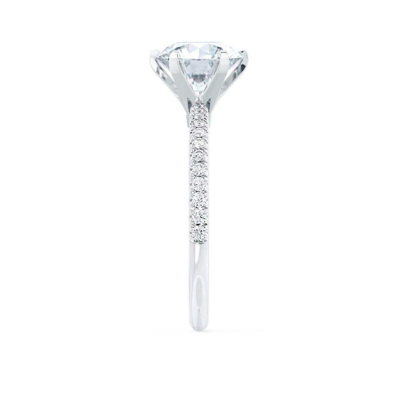 LILLIE LUXE - Round Natural Diamond 950 Platinum Shoulder Set Ring Engagement Ring Lily Arkwright