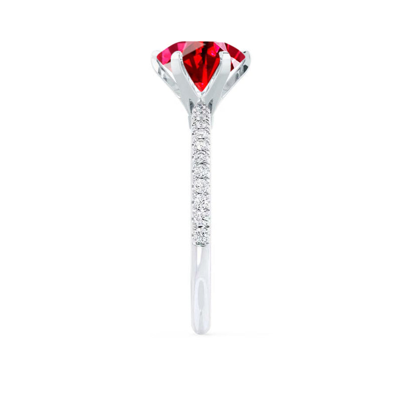 LILLIE LUXE - Chatham® Round Ruby Solitaire Engagement Ring 950 Platinum