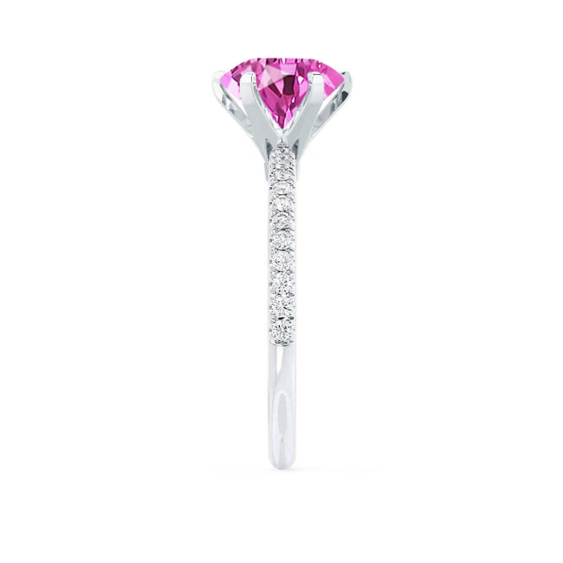 LILLIE LUXE - Chatham® Round Pink Sapphire Solitaire Engagement Ring 950 Platinum
