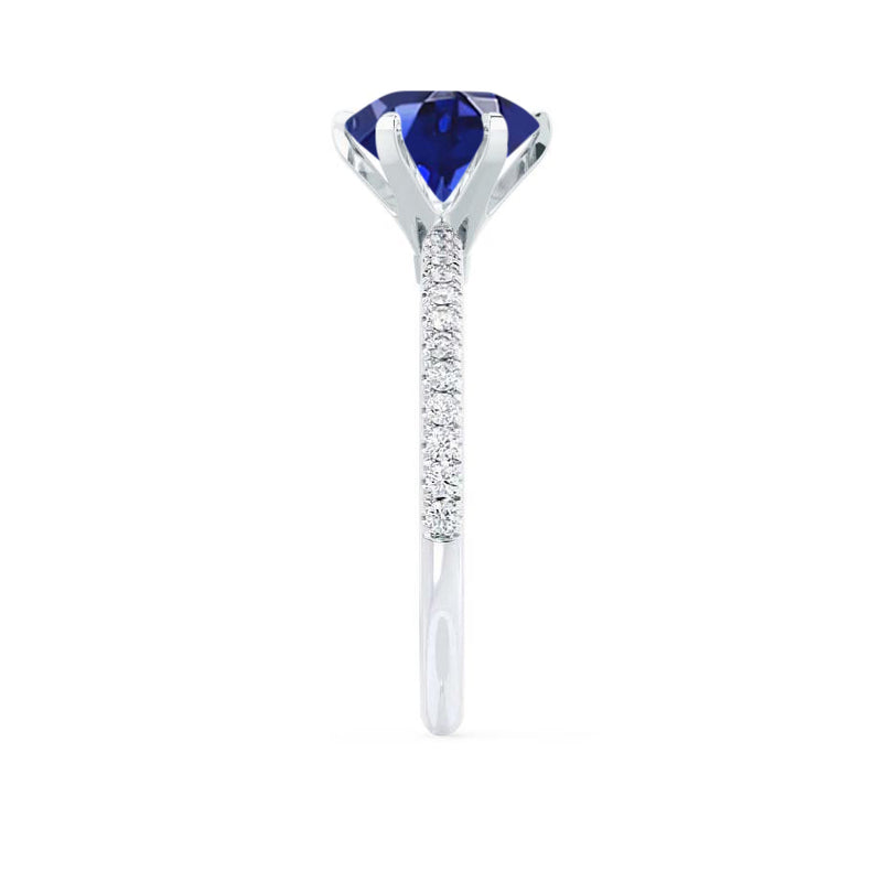 LILLIE LUXE - Chatham® Round Blue Sapphire Solitaire Engagement Ring 950 Platinum