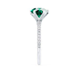 LILLIE LUXE - Chatham® Round Emerald Solitaire Engagement Ring 18k White Gold
