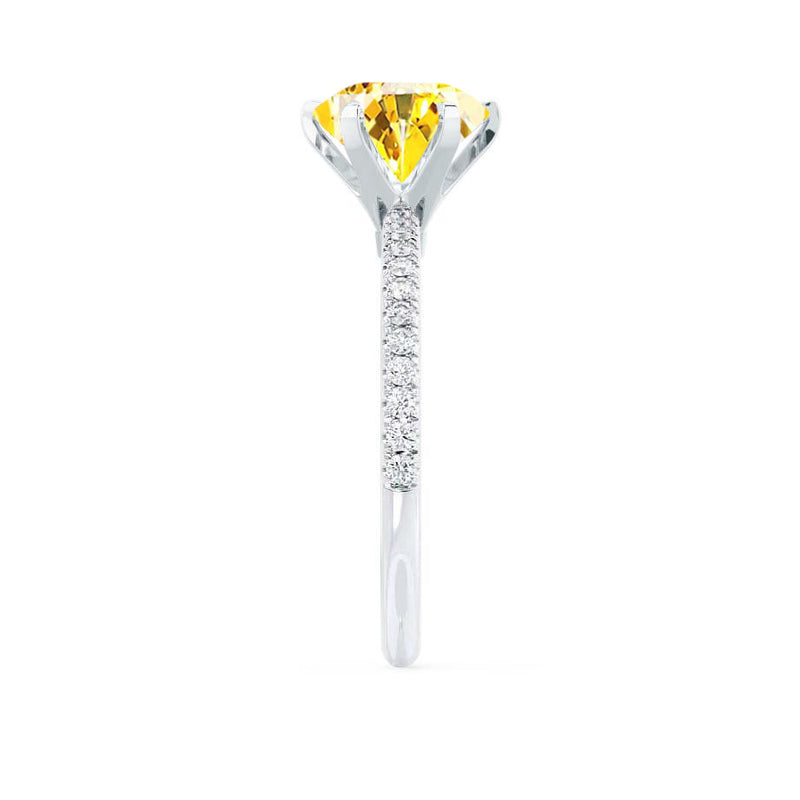 LILLIE LUXE - Chatham® Round Yellow Sapphire Solitaire Engagement Ring 950 Platinum