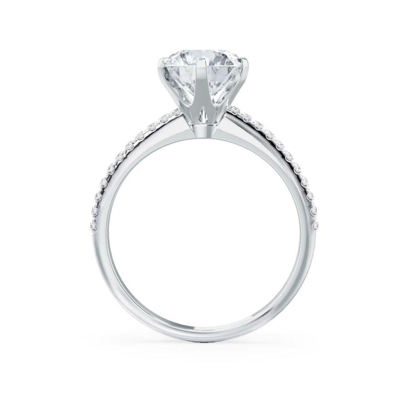 LILLIE LUXE - Round Natural Diamond 18k White Gold Shoulder Set Ring Engagement Ring Lily Arkwright