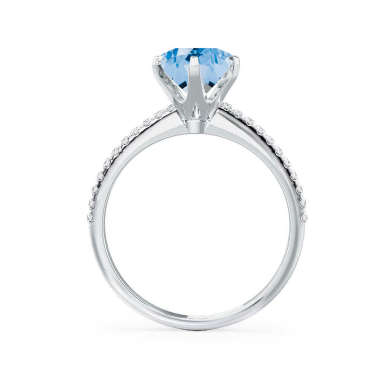 LILLIE LUXE - Chatham® Round Aqua Spinel Solitaire Engagement Ring 950 Platinum