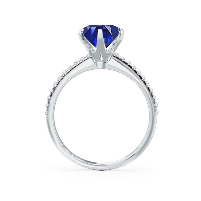 LILLIE LUXE - Chatham® Round Blue Sapphire Solitaire Engagement Ring 950 Platinum