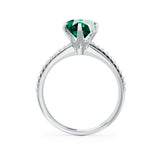 LILLIE LUXE - Chatham® Round Emerald Solitaire Engagement Ring 18k White Gold