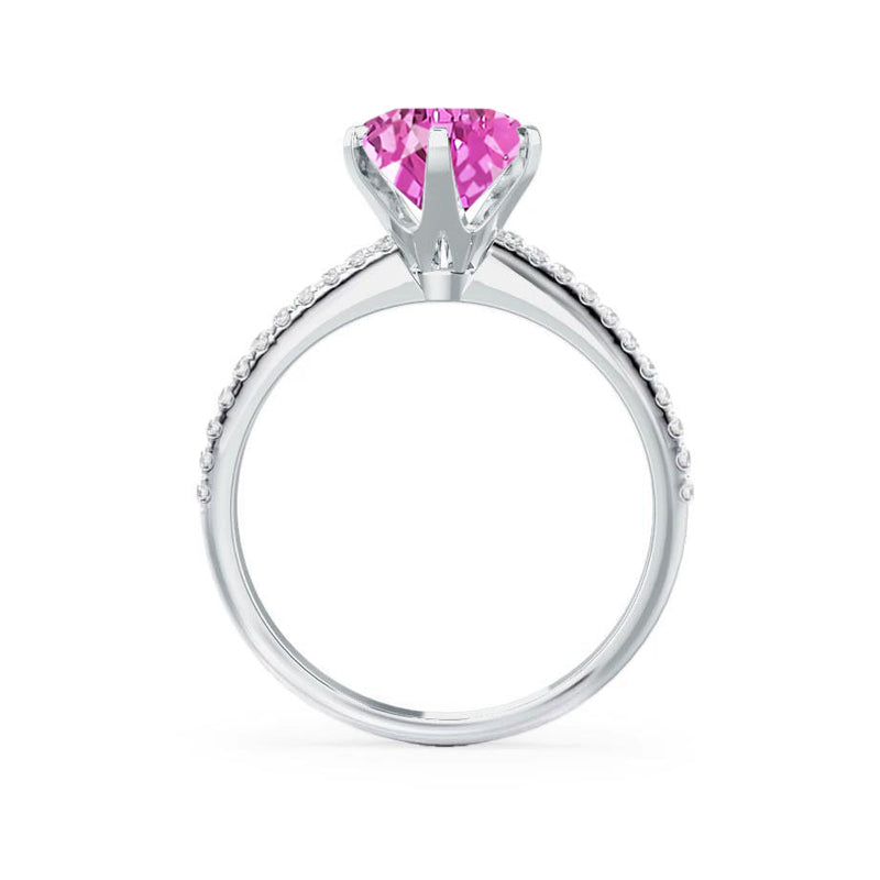LILLIE LUXE - Chatham® Round Pink Sapphire Solitaire Engagement Ring 950 Platinum