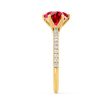 LILLIE LUXE - Chatham® Round Ruby Solitaire Engagement Ring 18k Yellow Gold