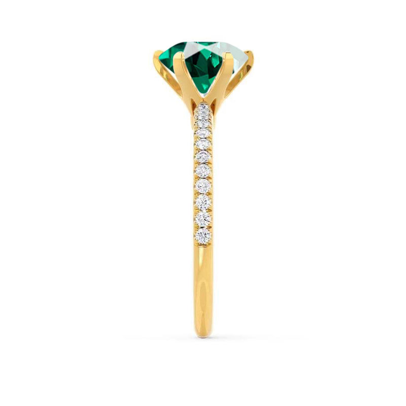 LILLIE LUXE - Chatham® Round Emerald Solitaire Engagement Ring 18k Yellow Gold