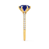 LILLIE LUXE - Chatham® Round Blue Sapphire Solitaire Engagement Ring 18k Yellow Gold