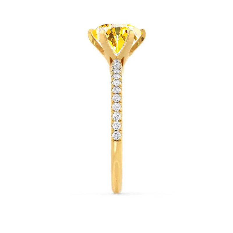 LILLIE LUXE - Chatham® Round Yellow Sapphire Solitaire Engagement Ring 18k Yellow Gold
