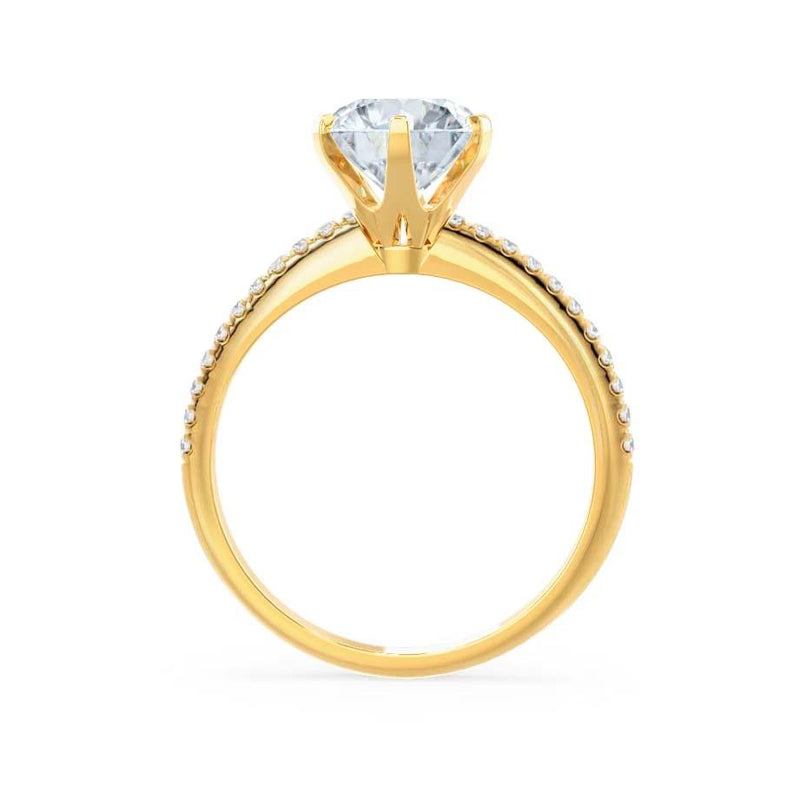 LILLIE LUXE - Round Natural Diamond 18k Yellow Gold Shoulder Set Ring Engagement Ring Lily Arkwright