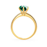 LILLIE LUXE - Chatham® Round Emerald Solitaire Engagement Ring 18k Yellow Gold