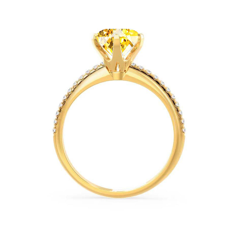 LILLIE LUXE - Chatham® Round Yellow Sapphire Solitaire Engagement Ring 18k Yellow Gold