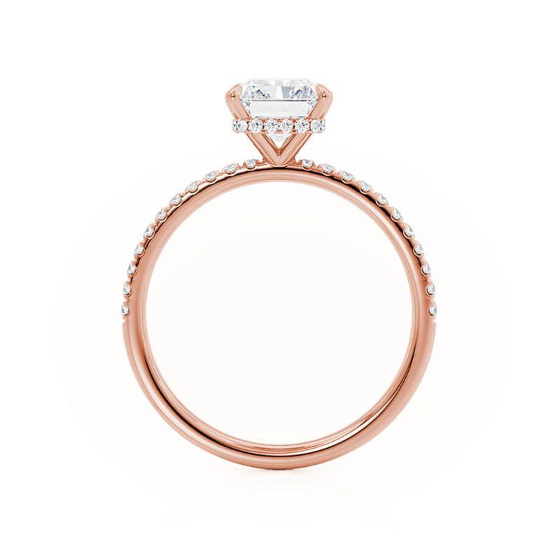 LIVELY - Radiant Natural Diamond 18k Rose Gold Micro Pavé Hidden Halo Engagement Ring Lily Arkwright