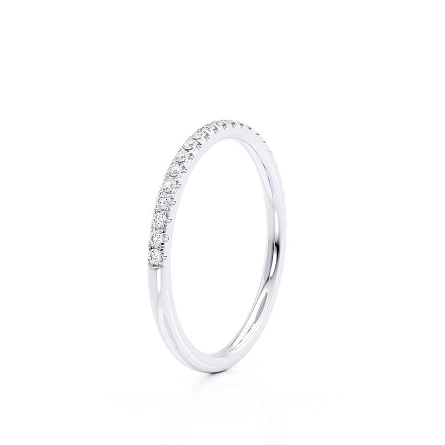 lilie & white jewelry LILLIE - Round Natural Diamond 18k White Gold 6 Prong Knife Edge