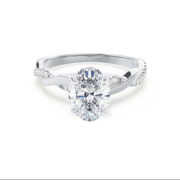 EDEN - Oval Diamond Vine Solitaire 18k White Gold Engagement Ring