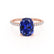 LIVELY - Elongated Cushion Blue Sapphire 18k Rose Gold Petite Hidden Halo Pavé Shoulder Set Ring