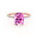 LIVELY - Elongated Cushion Pink Sapphire 18k Rose Gold Petite Hidden Halo Pavé Shoulder Set Ring