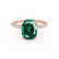 LIVELY - Elongated Cushion Emerald 18k Rose Gold Petite Hidden Halo Pavé Shoulder Set Ring