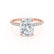 LIVELY - Elongated Cushion Natural Diamond 18k Rose Gold Petite Hidden Halo Pavé Shoulder Set Engagement Ring Lily Arkwright