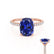 LIVELY - Elongated Cushion Blue Sapphire 18k Rose Gold Petite Hidden Halo Pavé Shoulder Set Ring