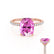 LIVELY - Elongated Cushion Pink Sapphire 18k Rose Gold Petite Hidden Halo Pavé Shoulder Set Ring