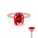 LIVELY - Elongated Cushion Ruby 18k Rose Gold Petite Hidden Halo Pavé Shoulder Set Ring