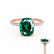 LIVELY - Elongated Cushion Emerald 18k Rose Gold Petite Hidden Halo Pavé Shoulder Set Ring
