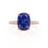 LIVELY - Elongated Cushion Blue Sapphire 18k Rose Gold Petite Hidden Halo Pavé Shoulder Set Ring